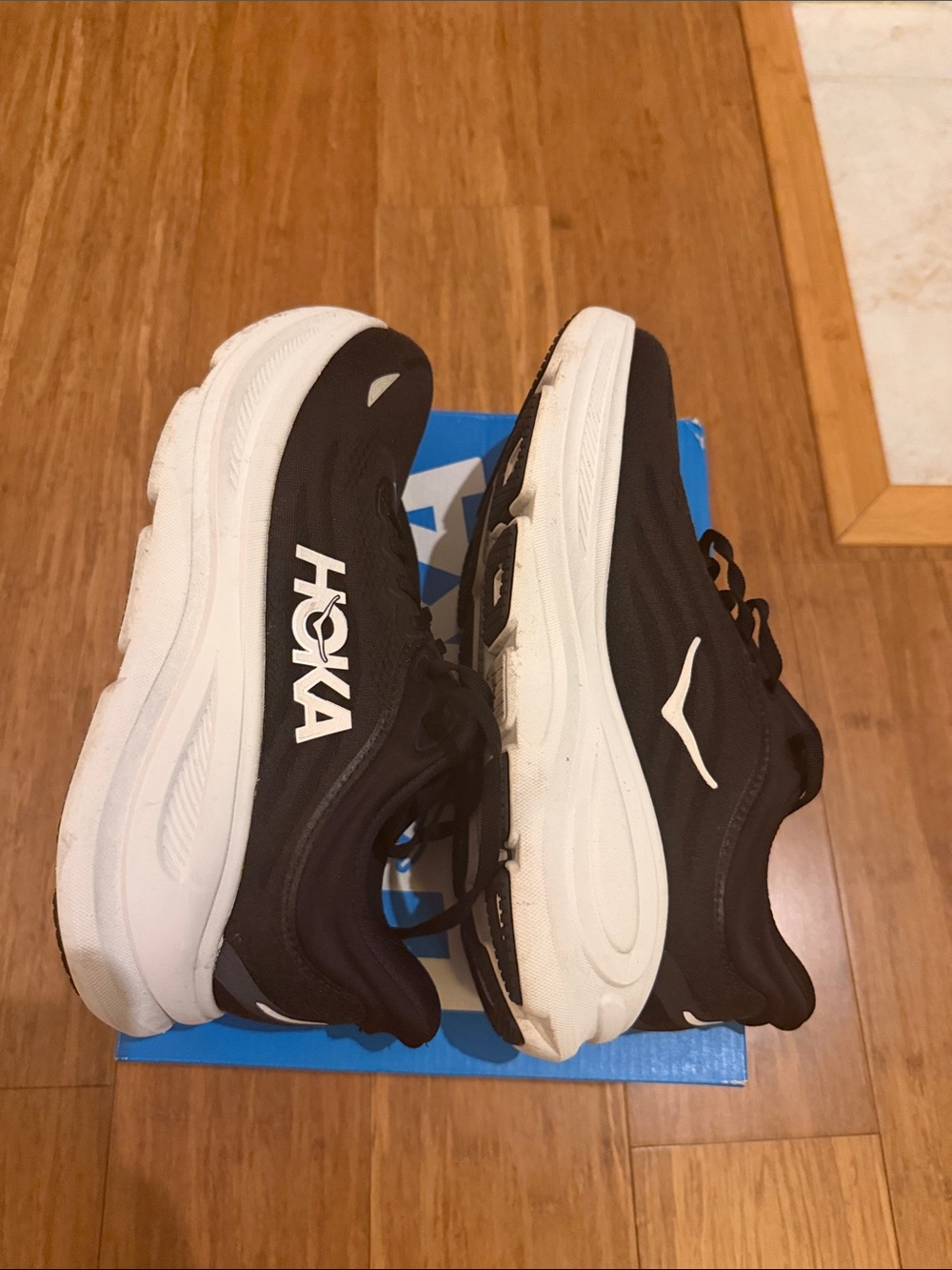 Hoka Black and White Road Running Sneakers - Picture 7 of 9